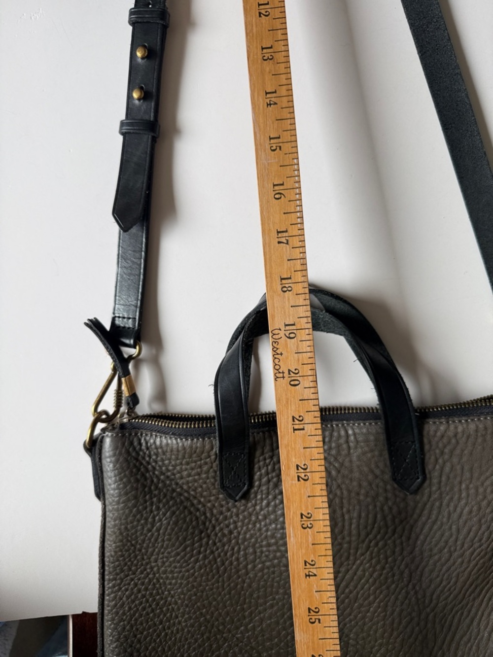 Madewell Pebbled Leather Transport Mini Convertible Shoulder Bag - Gray/Black - Picture 15 of 16